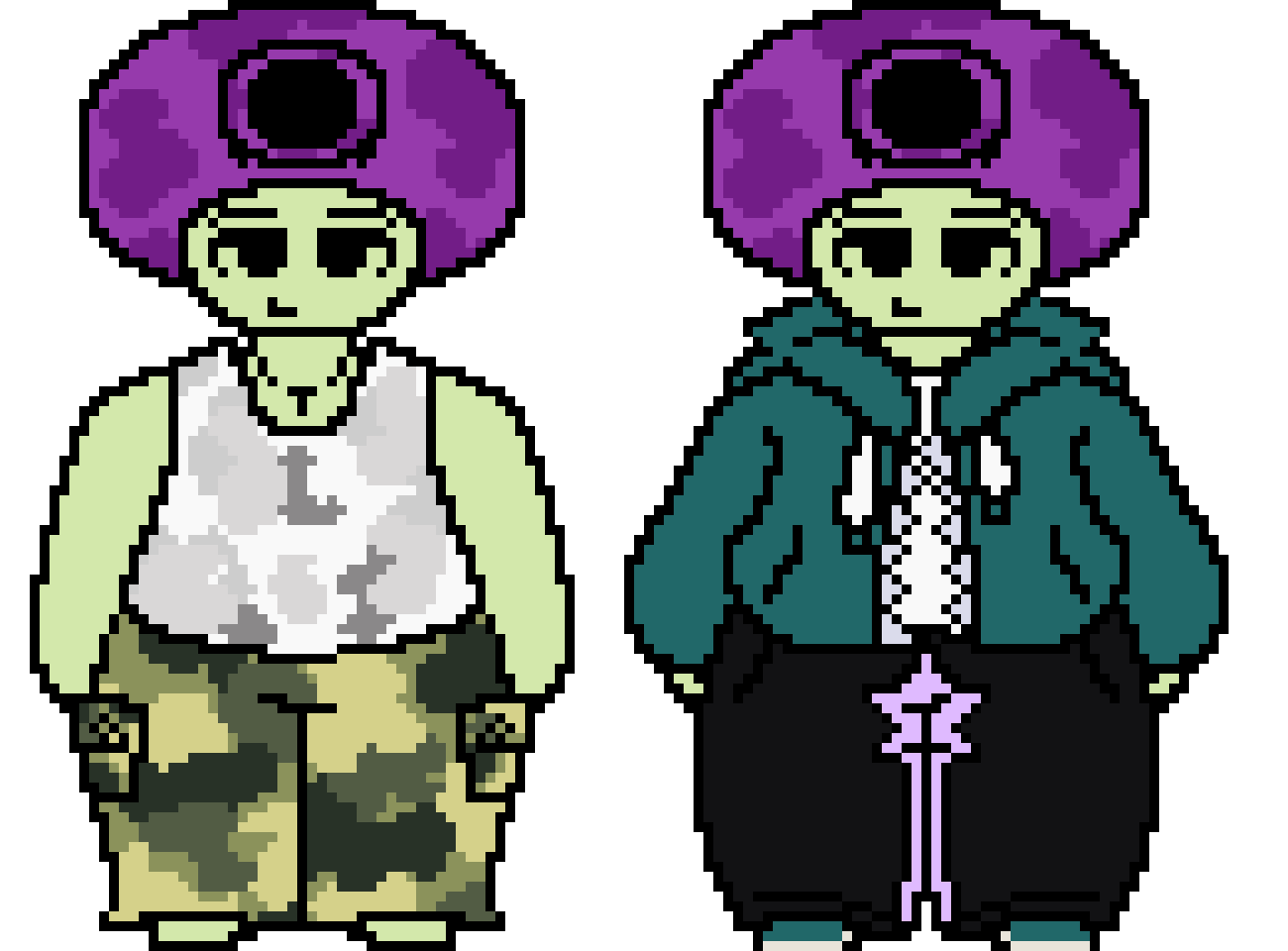 [847a9d] alright i think he's done chat. anything i should add to the second sprite before i get to shading or