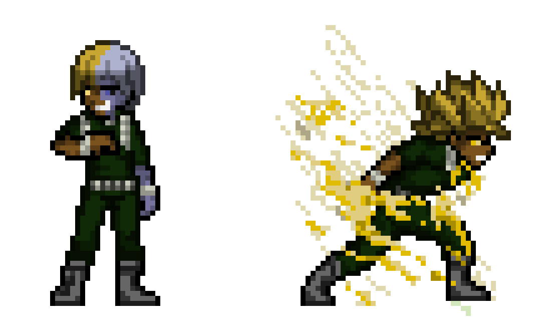 [6c26bc] Seth Llowalt/Cryo-Volt - MHA OC Hero OC Idle Sprite and Quirk in Action Sprite (Alt. Hero Costume 2)