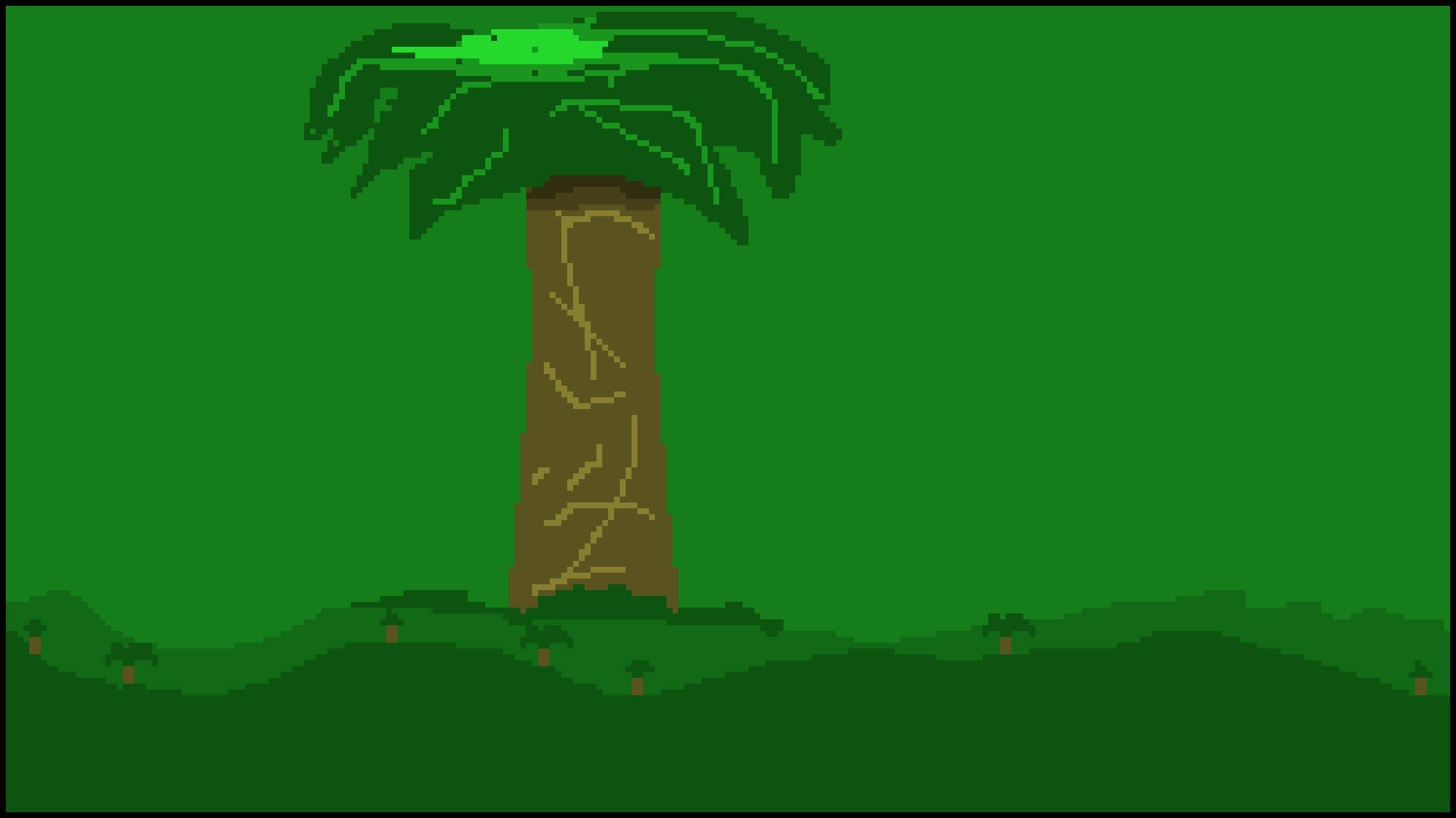 [209ee5] Big tree with small trees and green background