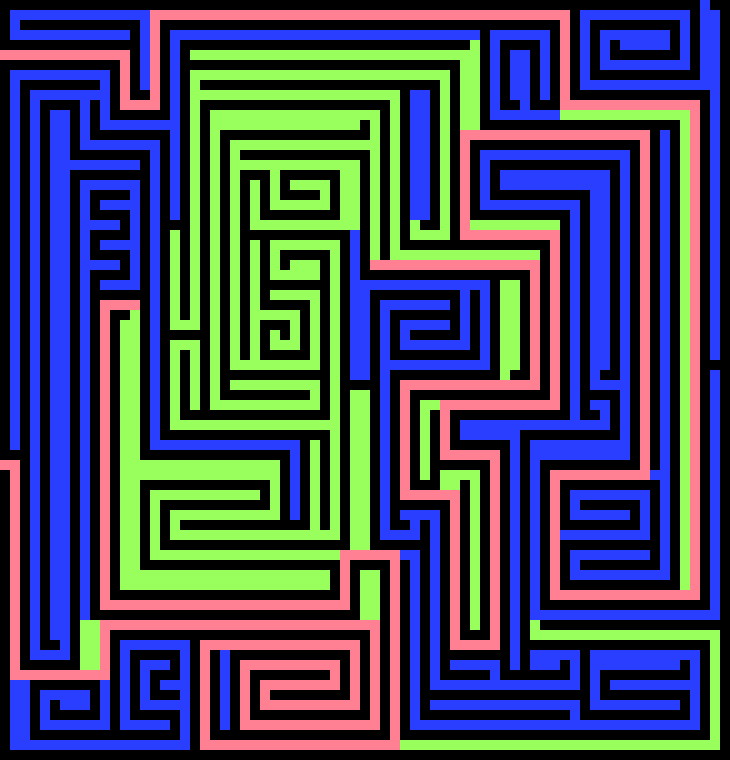 [8048ed] all the blues are paths that lead to Dead Ends. all the ff8093 is The Path. all the green is area i'm still fucking deciding oAAAARRGHHHH RGAAAAAAHHHH RAAAA