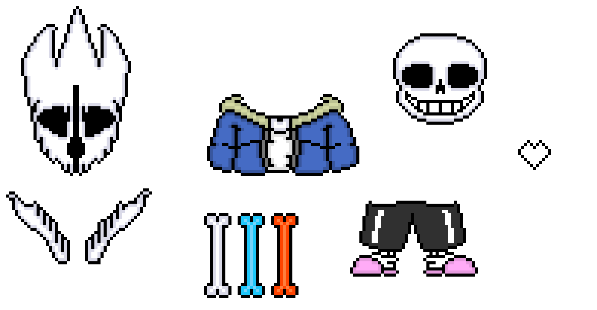 sans, gaster blaster, bone and soul unblacked base (FINAL FIX)-hhs