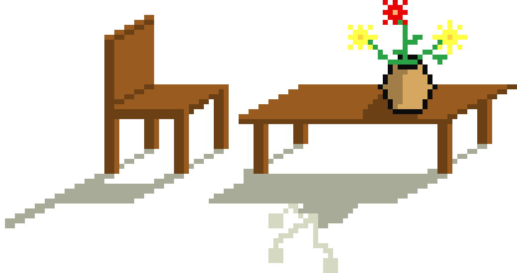 [9664c4] Table chair and flower