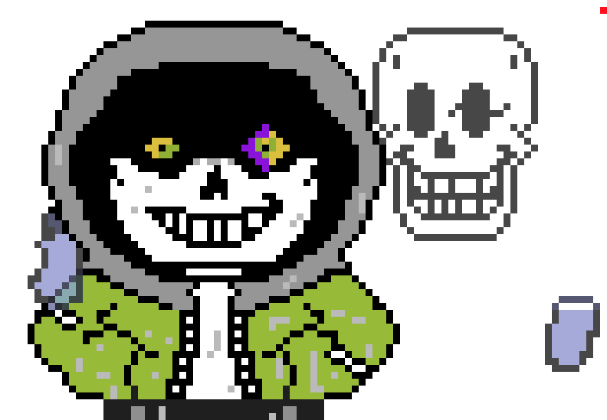 [390dcd] so i saw this dust sans thingy and decided to make phantom papyrus`s hand more transparent since its on the sans`s sholder