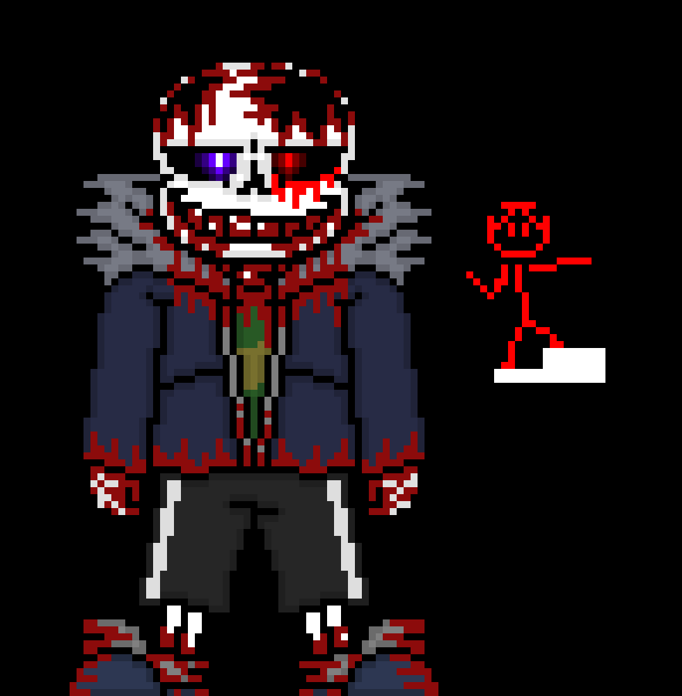 [57dac4] i have always wanted Terror to do this type of pose in Phase 2, he is quite the comedic guy, he straight up would summon a big rock ,  but one foot on it, one arm shrug and constantly make is so where you are falling to the right , like the Classic Sans special attack, but forever