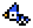 [186444] Blue jay wing down pixel art 2