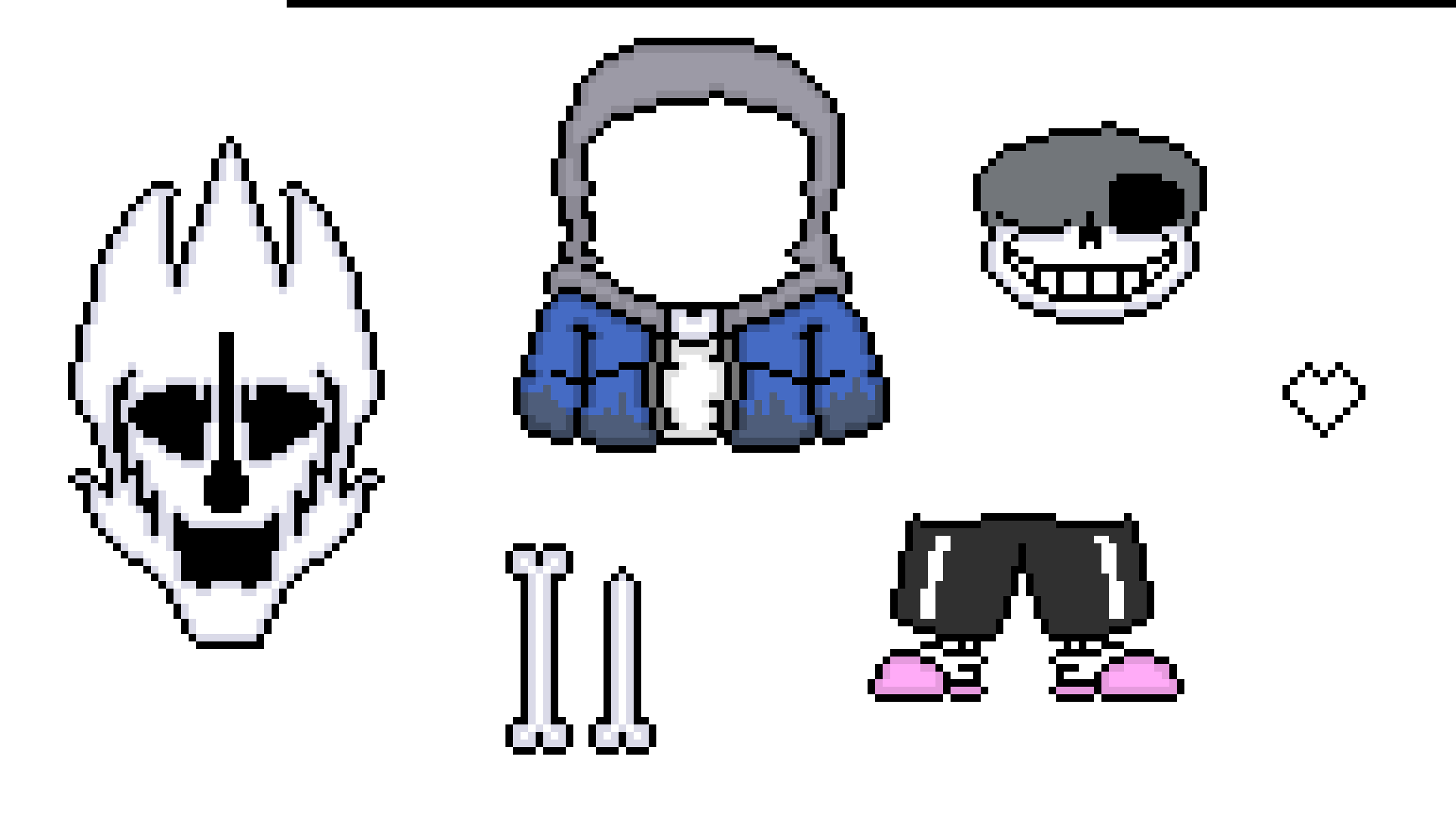 dust sans, gaster blaster, bone and soul unblacked base(dusty mode)-hhs