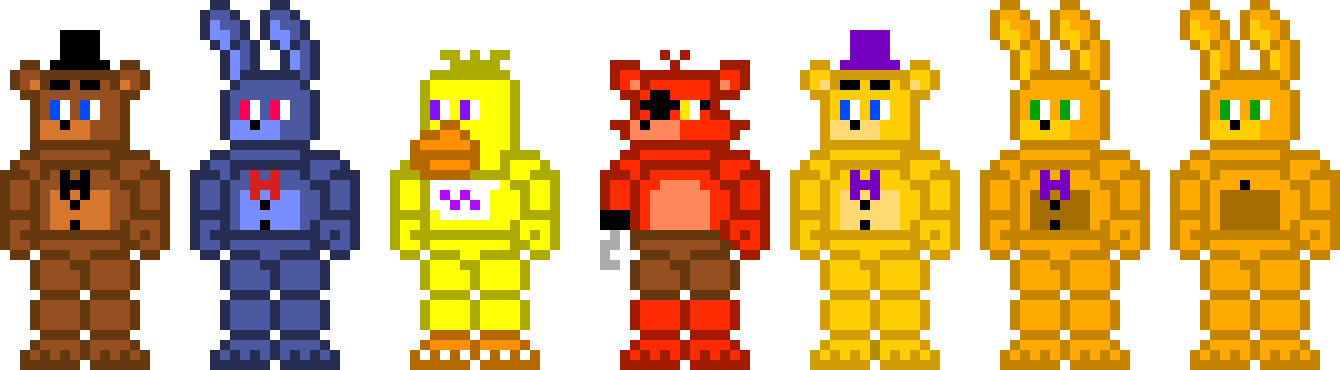 FNaF 2 The Un-Withered Gang + Spring Bonne (One-Button Design Included) [King Squid Edit]