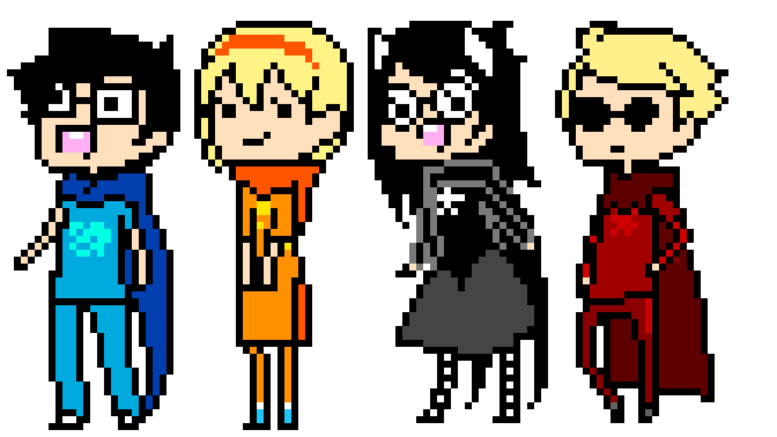[9664c4] John Egbert, Rose Lalonde, Jade Harley, Dave Strider