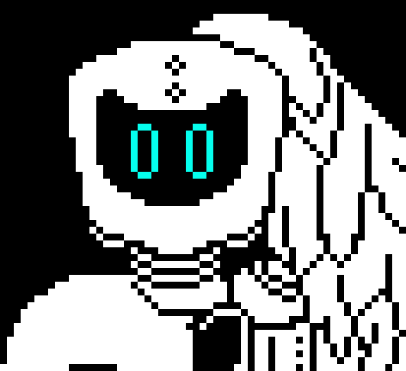 [965131] *2 eyes light up on its screen. it then looks around.*
