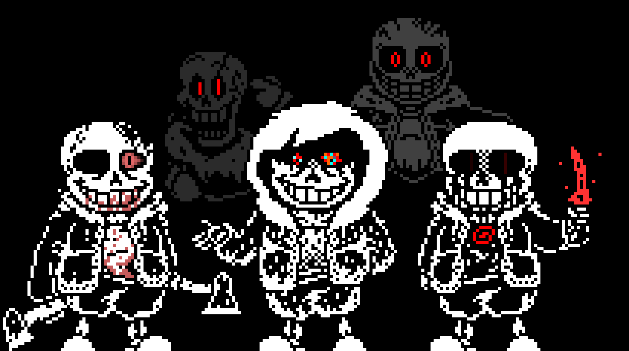 HardMode Murder Time Trio + Ghost Papyrus and Insanity Sans | Attempted to make... -Lewis