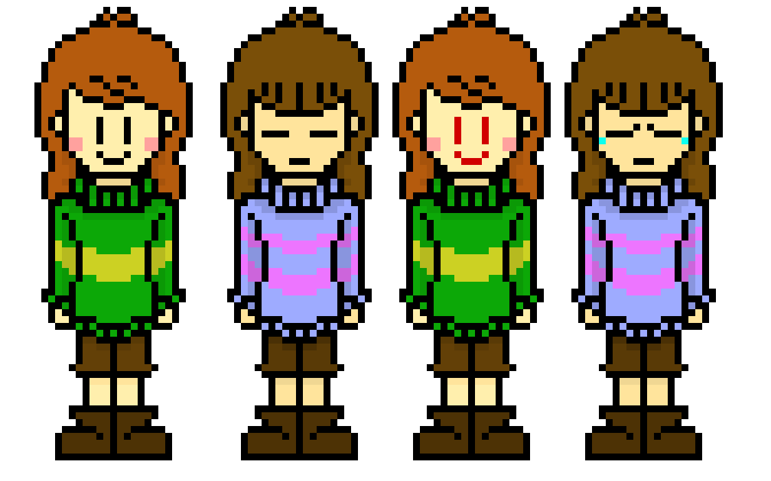Frisk and Chara sprites. Pacifist and Genocide