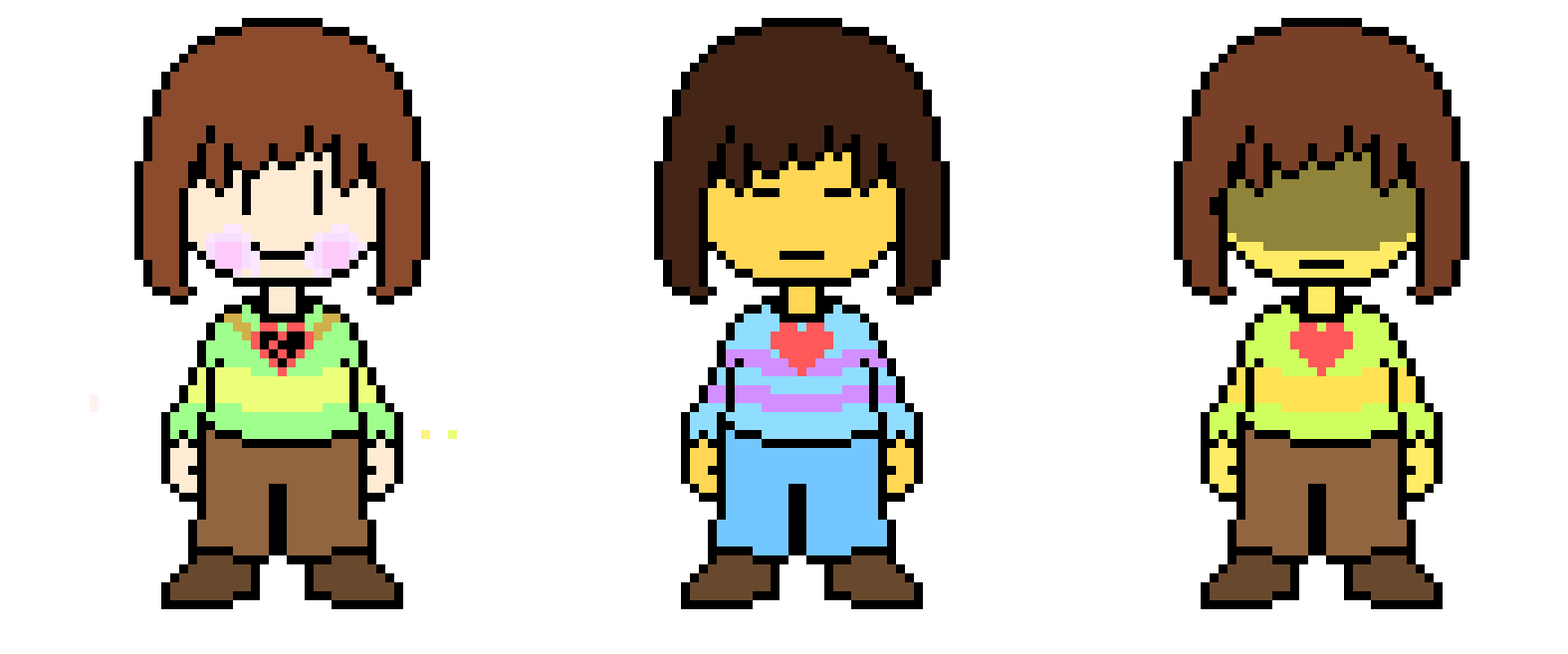 Chara and Frisk Battle Sprites (+Kris!)