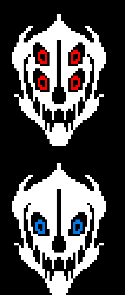 [b63bdb] *a blue blaster slams into the Gaster while a Red blaster fires at him*