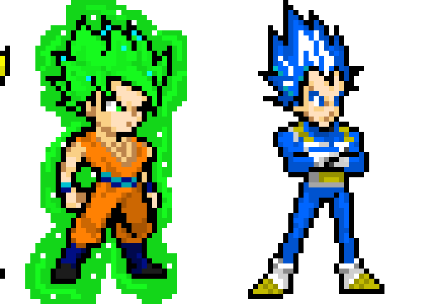Super Saiyan Green Goku and Vegeta