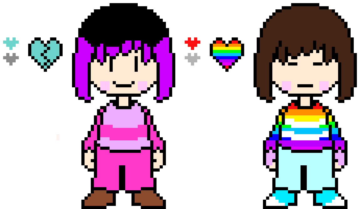 [9664c4] (my oc's) glitchy chara and rainbow frisk