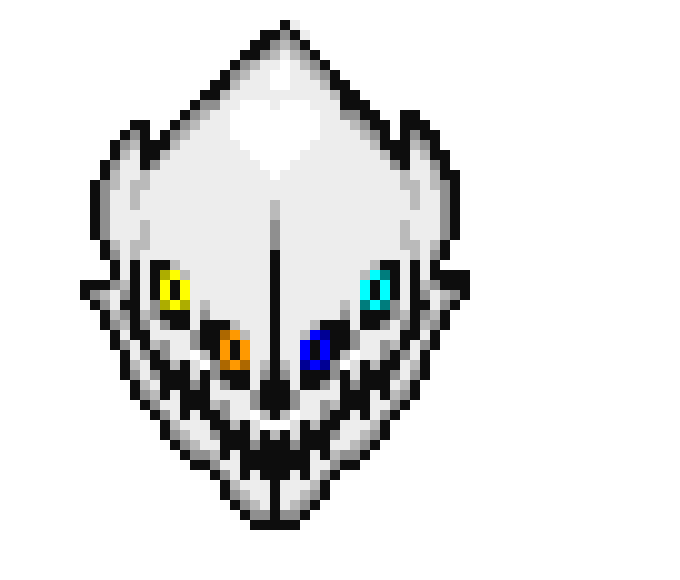 [ae61c8] another gaster blaster that went off on its own in a different universe and absorbed the powers of the yellow soul, blue mode, the blue bones, and the orange bones. It can now change the gravity of souls, make it so you have to stay still in its attacks, make it so you have to move in his attacks, and use strong lasers enough to pierce any mettatons skin. Nowhere near as powerful as the Soul Shooter but still strong enough to beat sanses like the regular, fell, dream, tie with nightmare and do a tiny bit of damage to ink and ERROR. Nowhere close to defeating them but can survive for a bit against Ink and ERROR