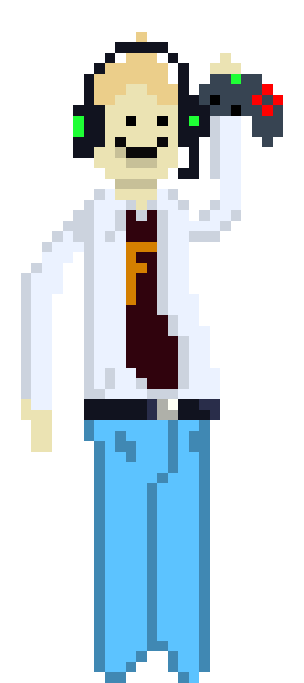 [9664c4] The happy guy gamer white with a F and a gamepad