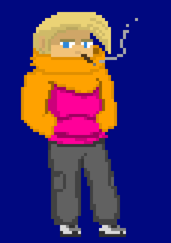 [000885] [Repost] *He walks down the street, passing by multiple shops, buildings, and alleyways*