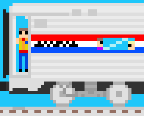 [96c78c] [PA System] Attention. This is the final boarding call for PAMtrak train 215. Please board promptly. /e-bag/