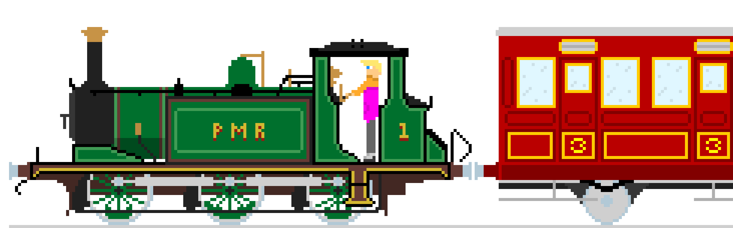 [c4081a] *The locomotive starts to pull away from the platform* 