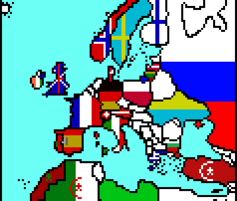Europe map with flags
