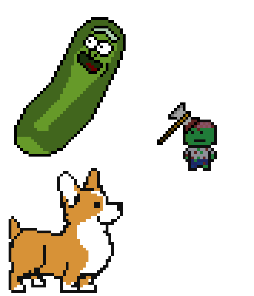 [9664c4] PICKLE RICK,CORGIE,AXE HEAD ZOMBIE