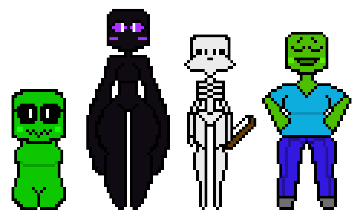 KiwiHermit's Minecraft Girls Pixel Art