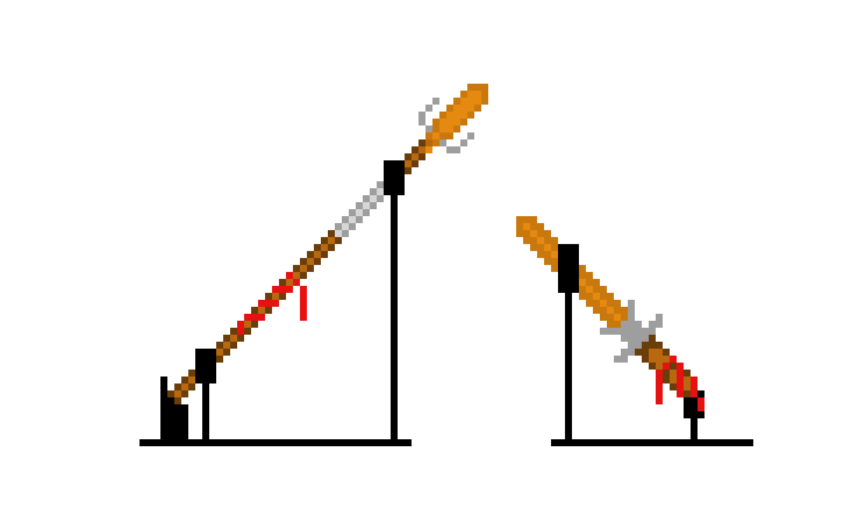 [2bee2d] Lava Spear And Lava Sword on a pedestol