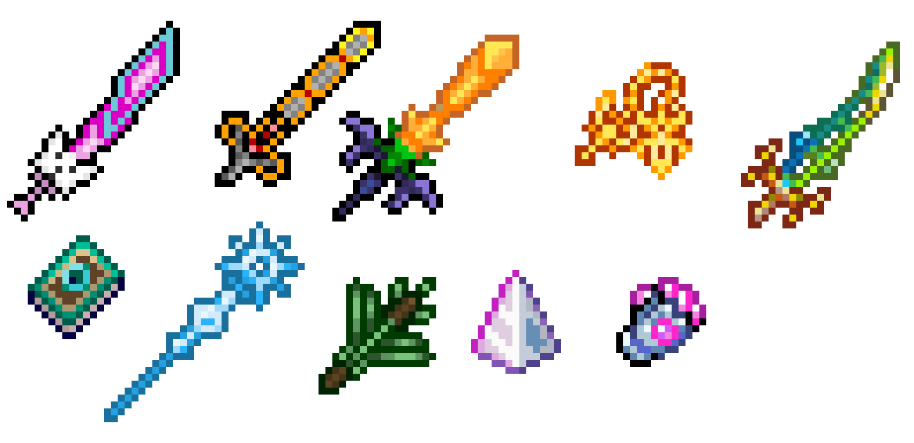 [9664c4] Terraria Weapons Pixel Art