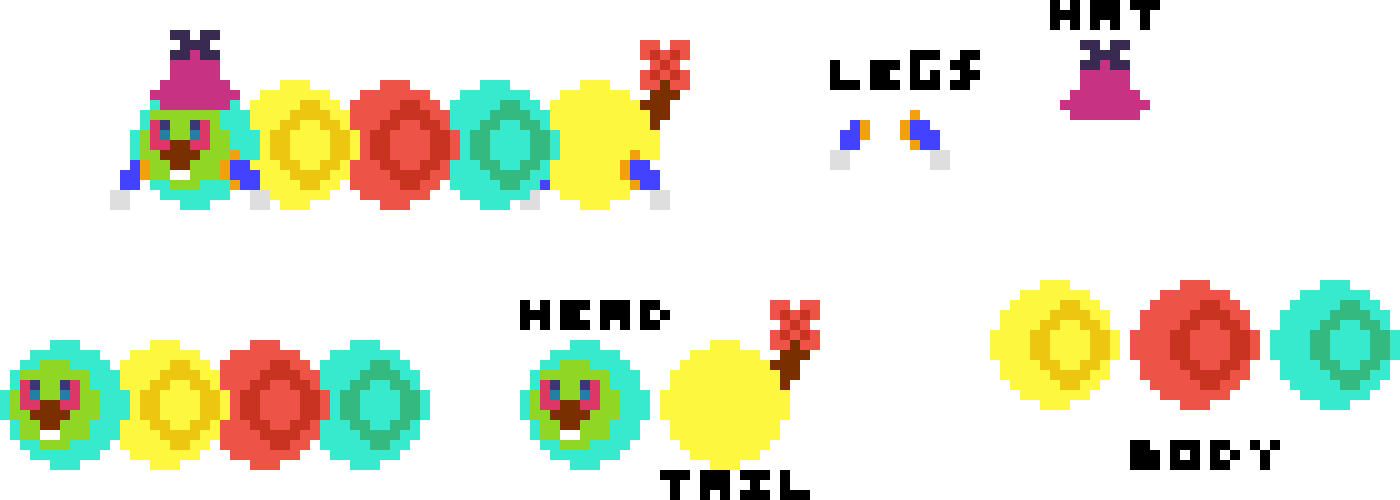[9664c4] Tropical Wiggler 8-Bit Sprite Sheet