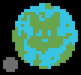 [6877d4] Notice how Jurushoe doesn't have stars around it. Well, that's because Jurushoe is a loner exoplanet, besides her moon. But, she has no star that's keeping her shining. However, she can glow for about 14 hours until it turns off and has to recharge.