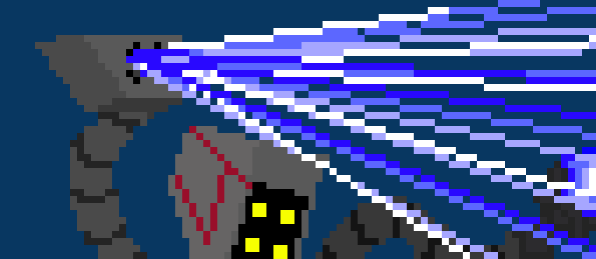 [32284a] *The box's light suddenly starts shooting a bunch of scanner beams that cover most of the beasts body*