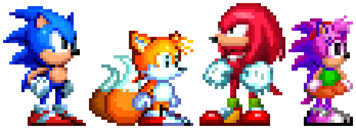 Sonic, Tails, Knuckles, and Amy
