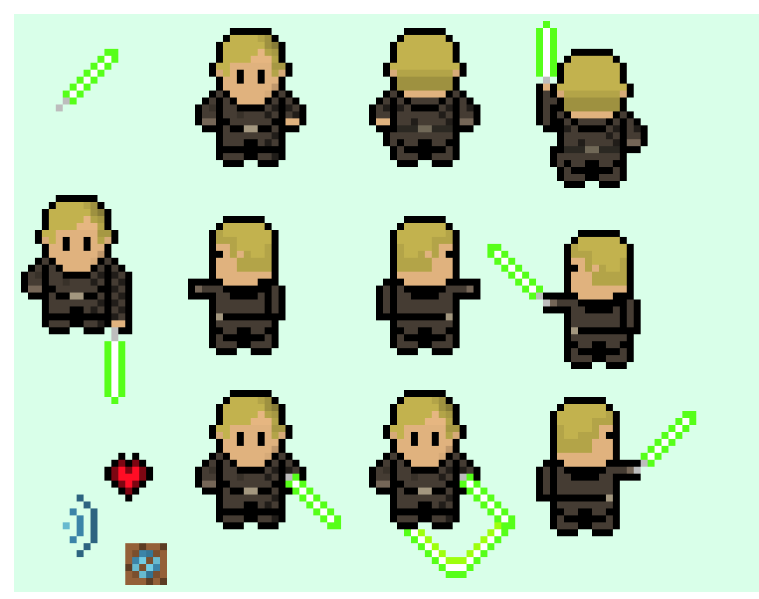 [f802c9] Luke Skywalker sprite sheet template for characters