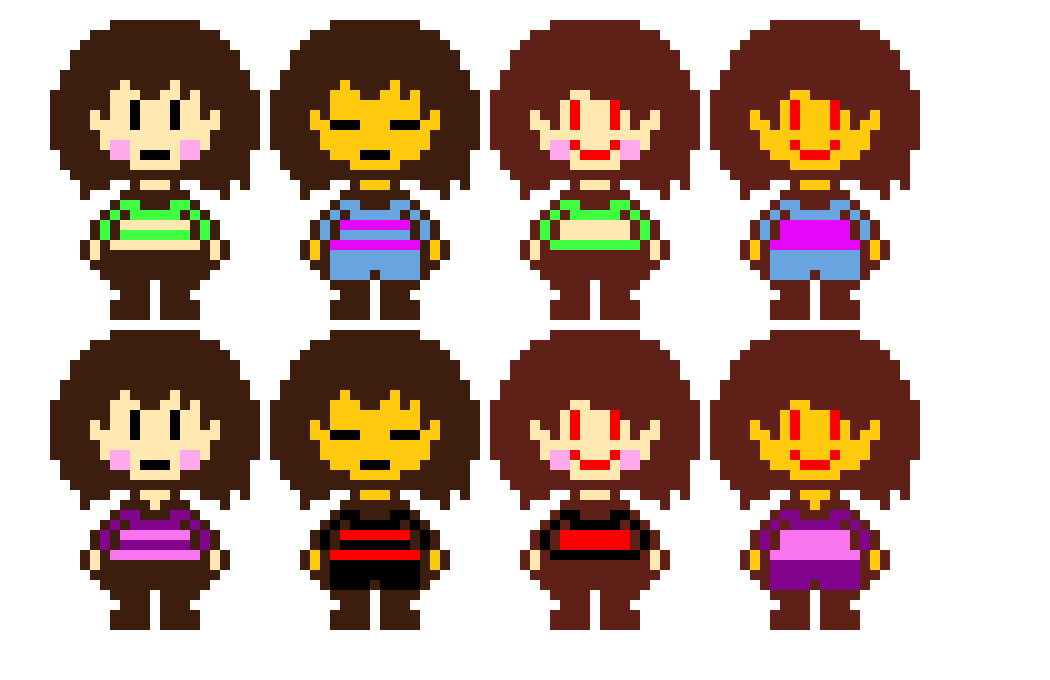 [1e5ebd] Frisk and chara- Undertale, Underswap, Underfell, and Swapfell.