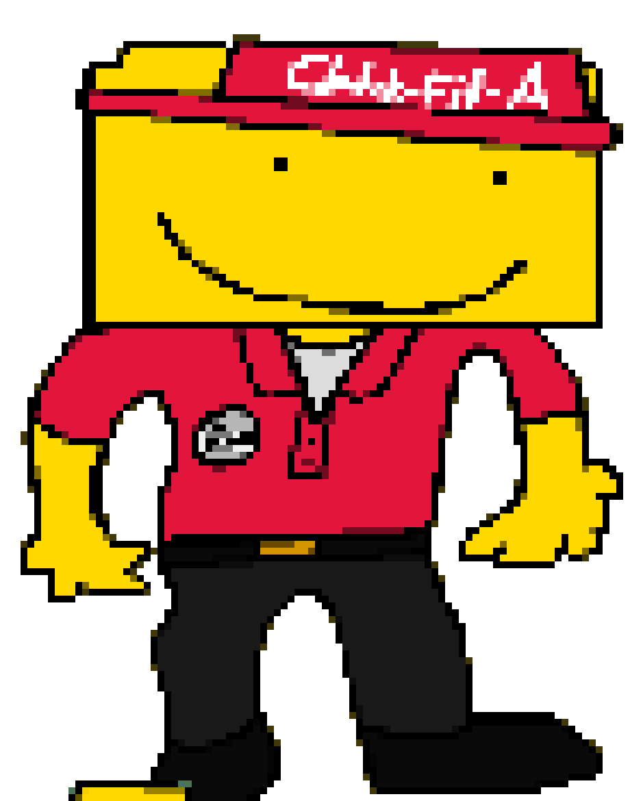 [c2fe0c] "Hello my name is Ron and i work at Chick-fil-a what u want?"