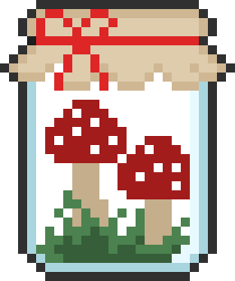 [9b9cad] Jar of Mushrooms Pixel Art