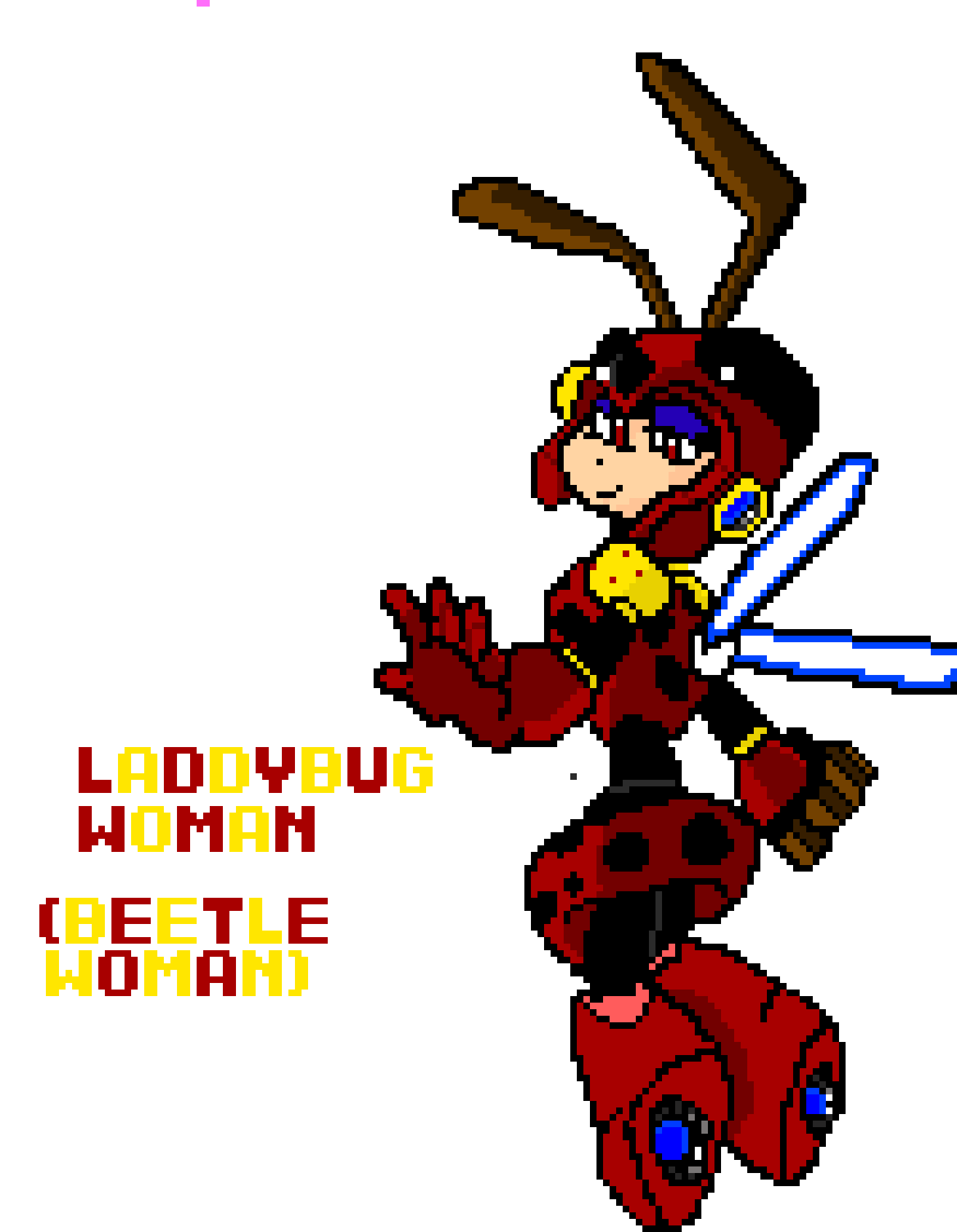 mega man: impact: THIS IS THE MOST BIGGEST AND I MEAN BIGGEST PIXEL ART OF LADYBUG WOMAN (beetle woman) I'VE EVER DONE *inhale and breath x3* [DO NOT STEAL]