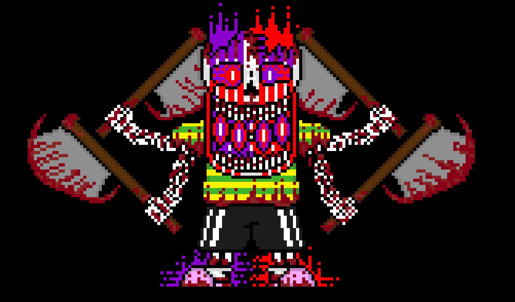 [e62f65] *he menacingly stands there, staring at poppy as one of the arms slowly kills huggy by slashing huggy* I S E E Y O U (=
