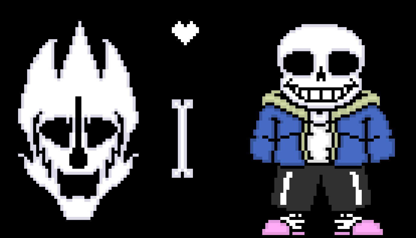[7f48dd] sans, gaster blaster, soul and bone base-hhs