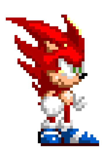 the colours fade away making him look like normal super sonic but he isnt)