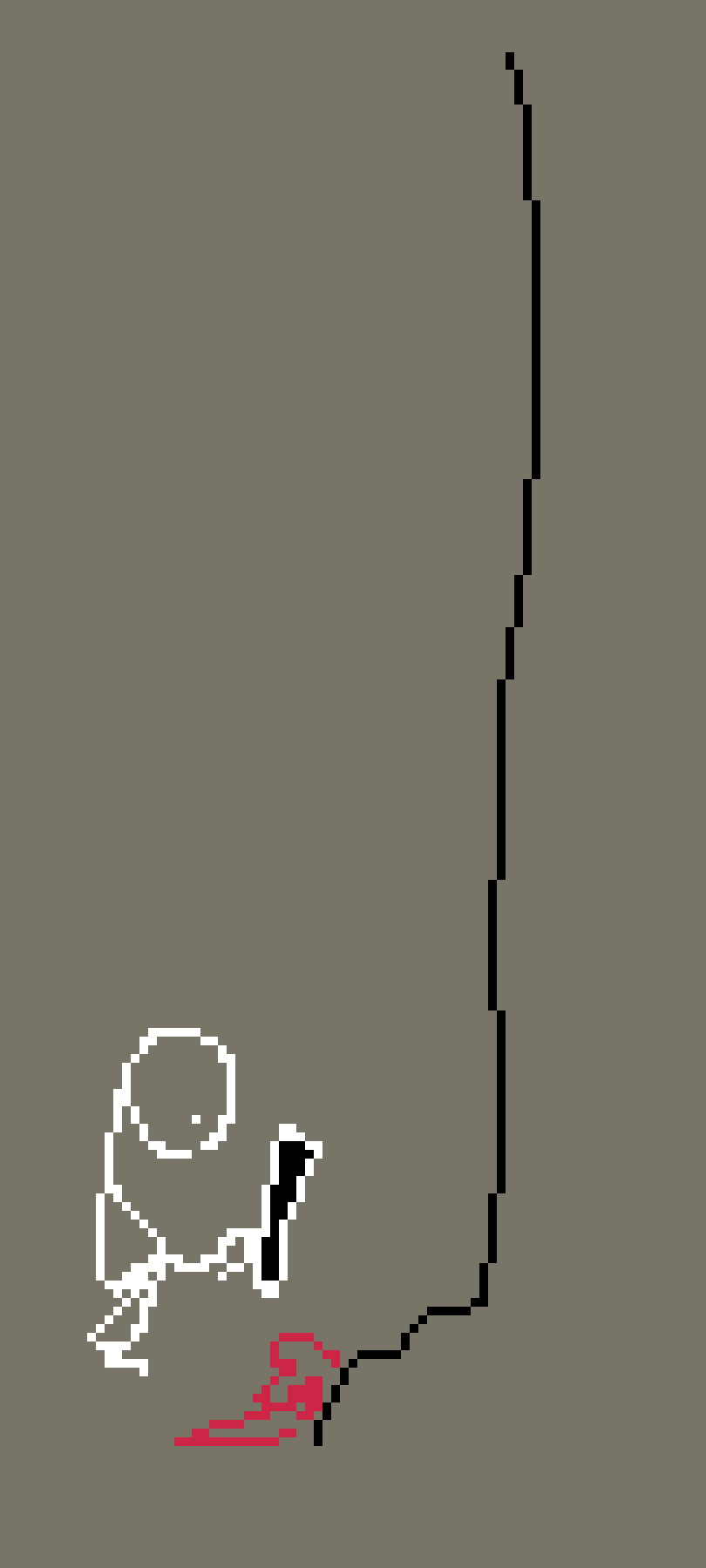 [e2e568] He'd hover over one of the blotches with his panel obscured by his body... kinda, scanning it to see if it's the same as the flesh he's looking for*