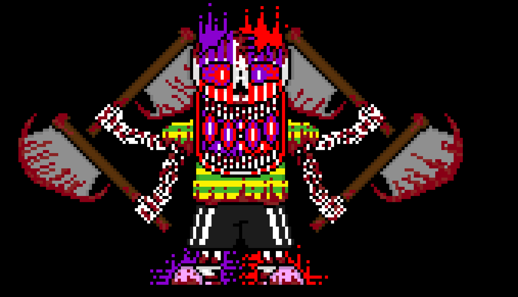[e62f65] *because he didnt gain anything he got filled wity rage causing his arms and axes to double, same with his power* ill find that gremlin and destroy that fool *runs around breaking every wall around him*