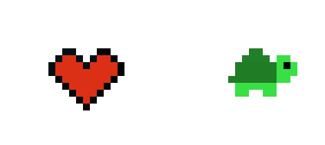 [854455] heart and turtle pixel