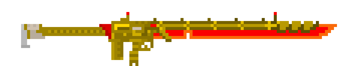 [8c7c6b] gold and red gun sword