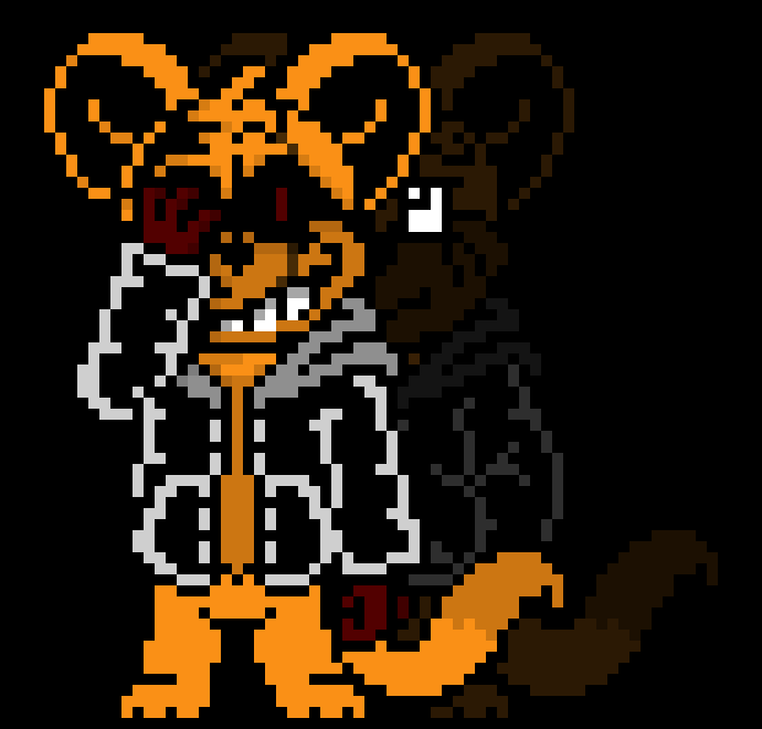 [6c26bc] Tom and Jerry/Mousetale OC - Drew the Mousewolf Hybrid (Tom's Basement Style (Battle Sprite)) (V1.75) (Colored Version)