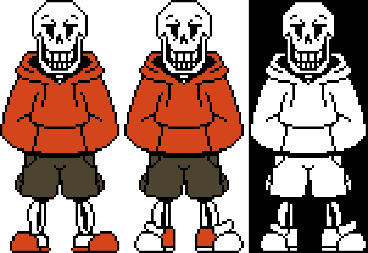 Underswap Papyrus Battle Sprite. ( With Black and White and Bones Wearing Slippers ) 