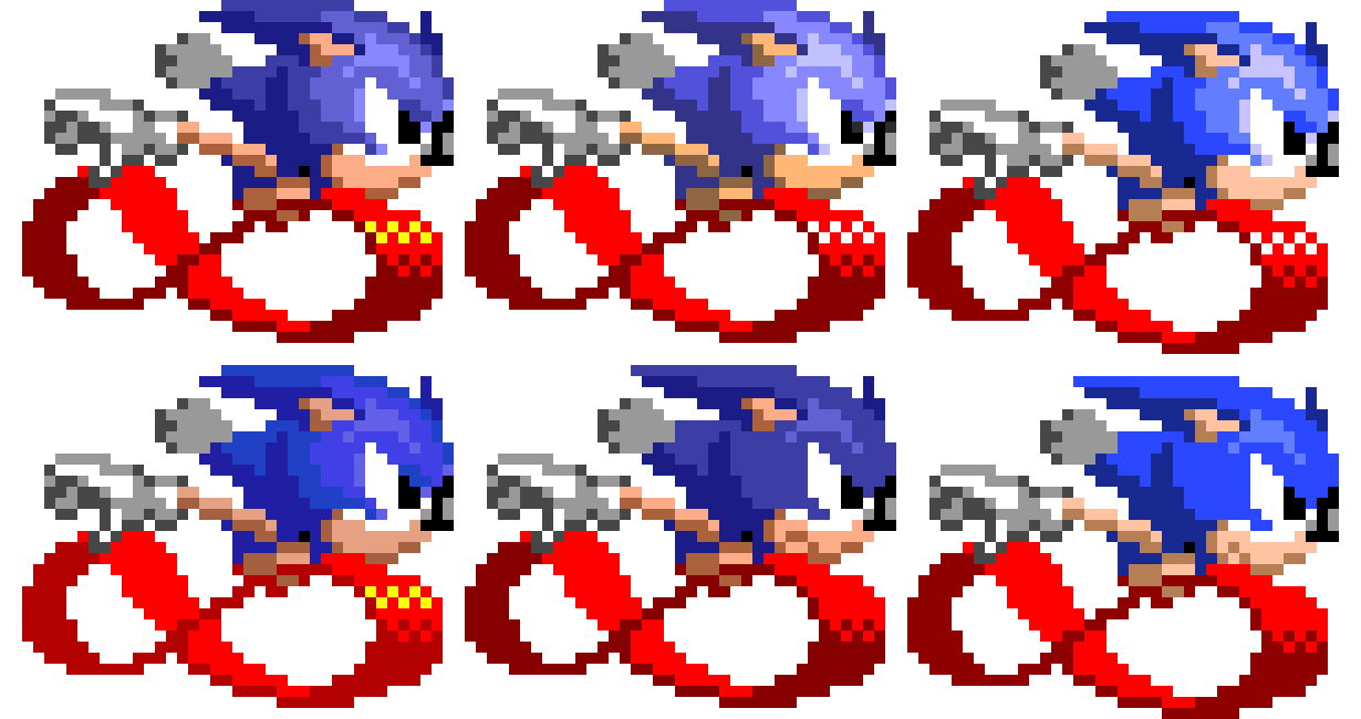 Sonic CD Peel-Out Sprites With Different Palettes