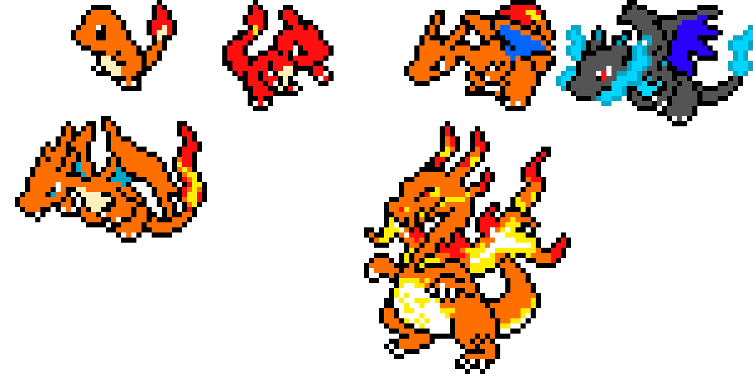 [7e912a] charmander line+ mega and gigantamax
