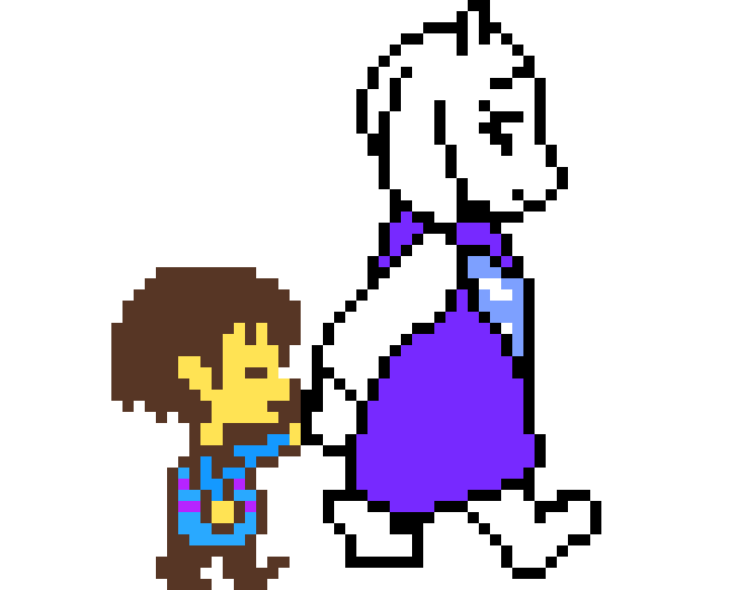 Toriel leading The Fallen Child